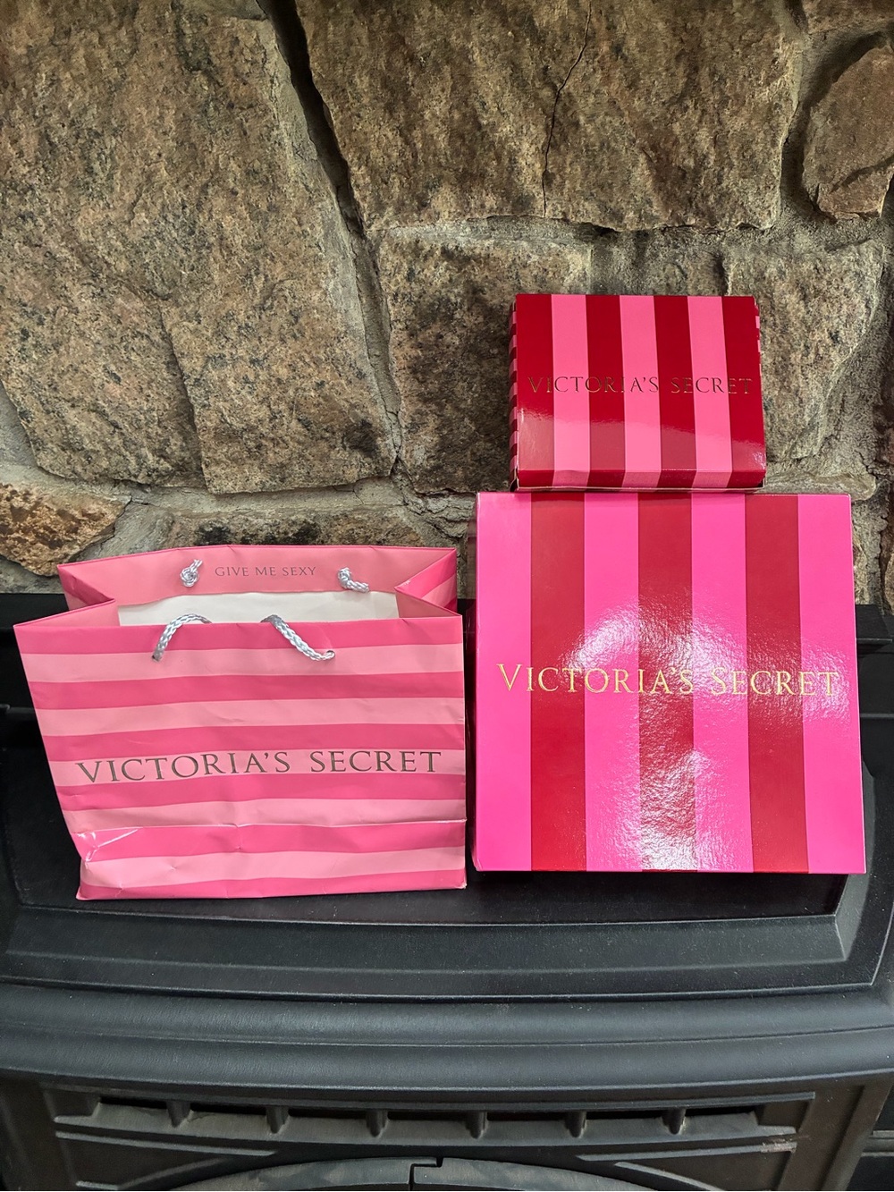 Victoria's Secret Paper Gift Bag and Box Bundle of 3 Pink